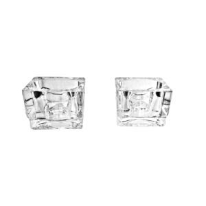 Marquis of Waterford Crystal Square Pillar or Tealight Pair Candleholder